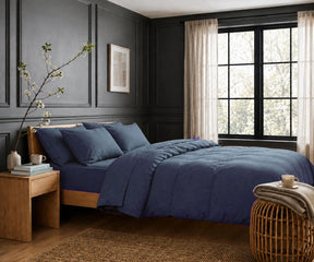 Dusk linen duvet cover set for modern luxury bedroom styling with breathable soft washed linen fabric