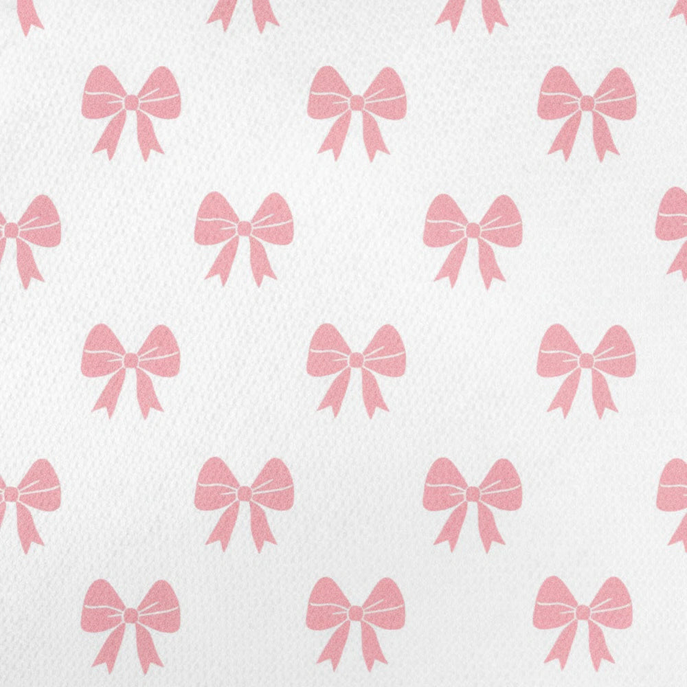 Soft pink bow print cotton bedsheet for stylish bedroom décor