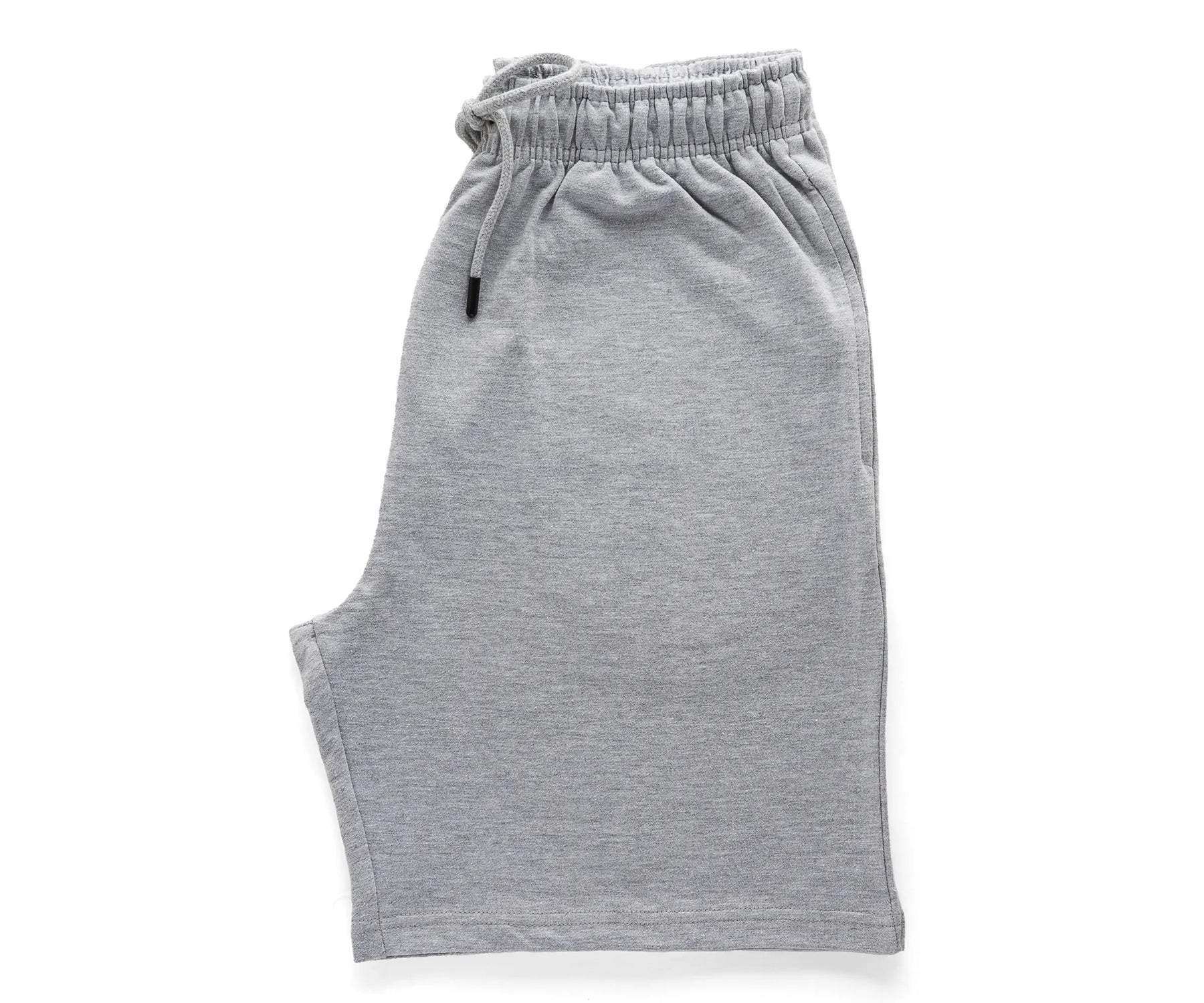 Close-up view of men's grey shorts made with soft-touch cotton fabric, suitable for sensitive skin