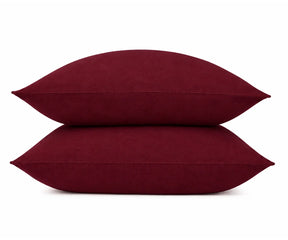 Burgundy Cotton Pillow Case Set – Soft Solid Pillow Covers, 100 linen pillowcase