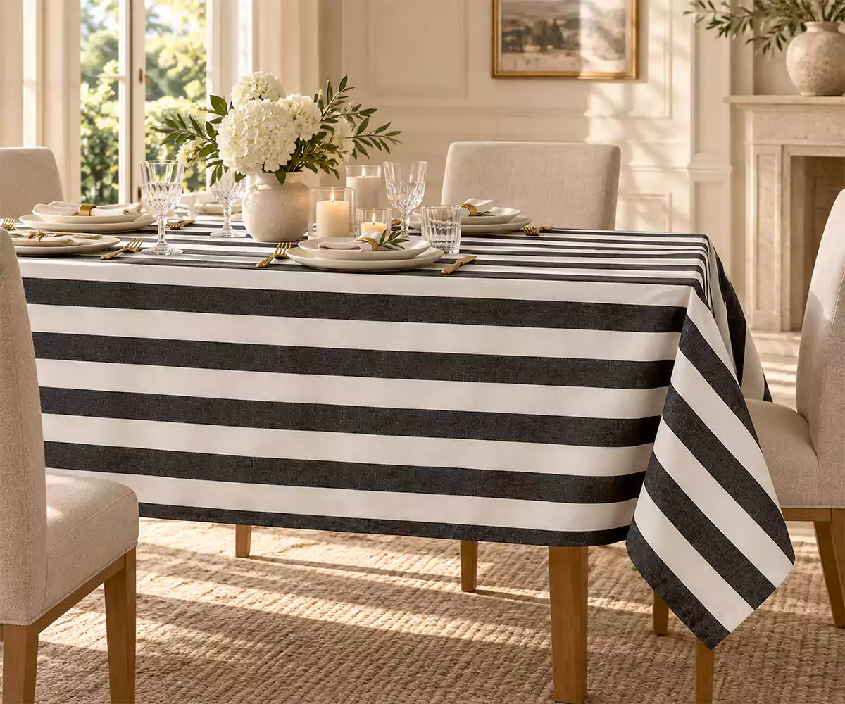 Striped Cotton Linen Tablecloth