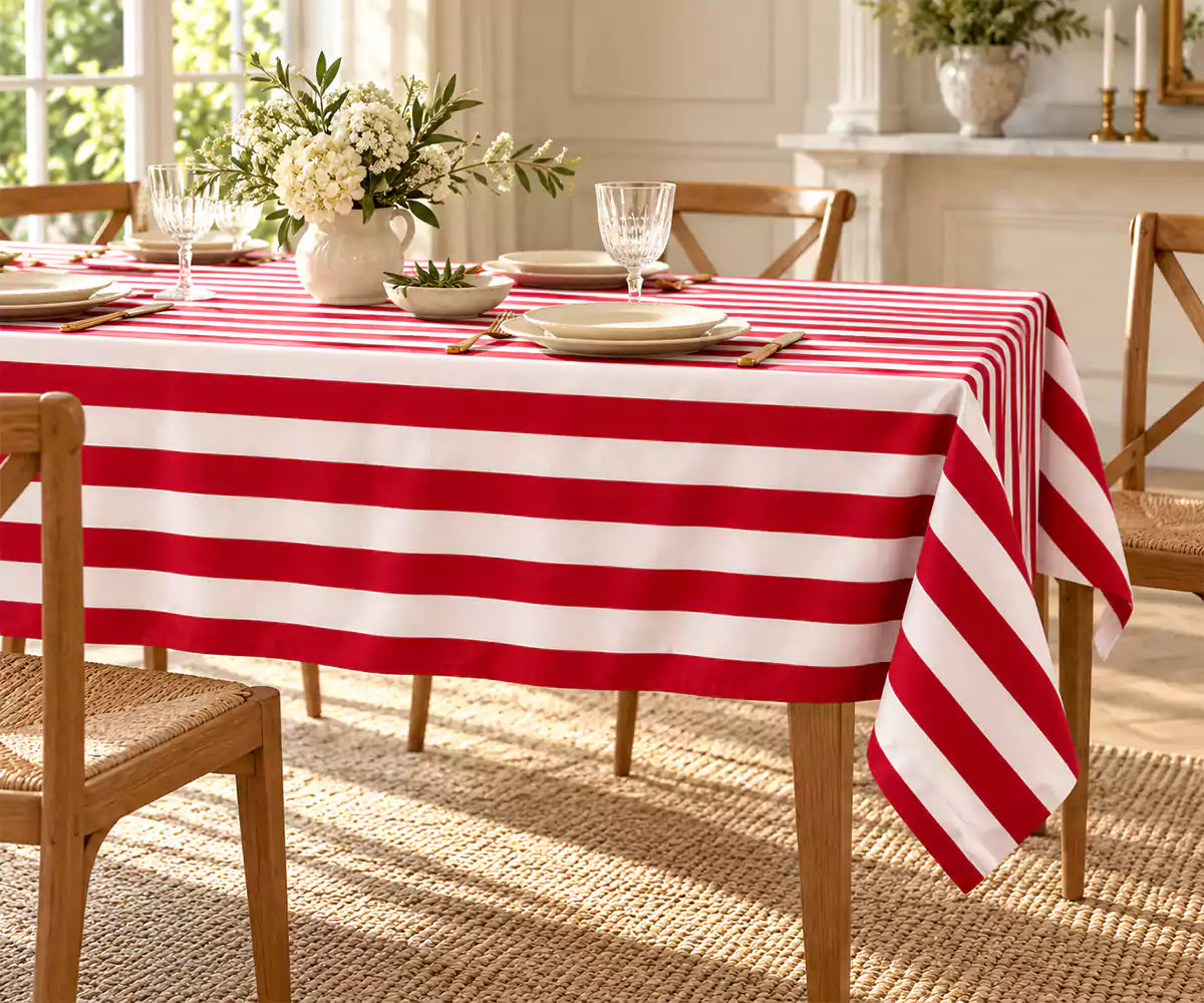 Striped Cotton Linen Tablecloth