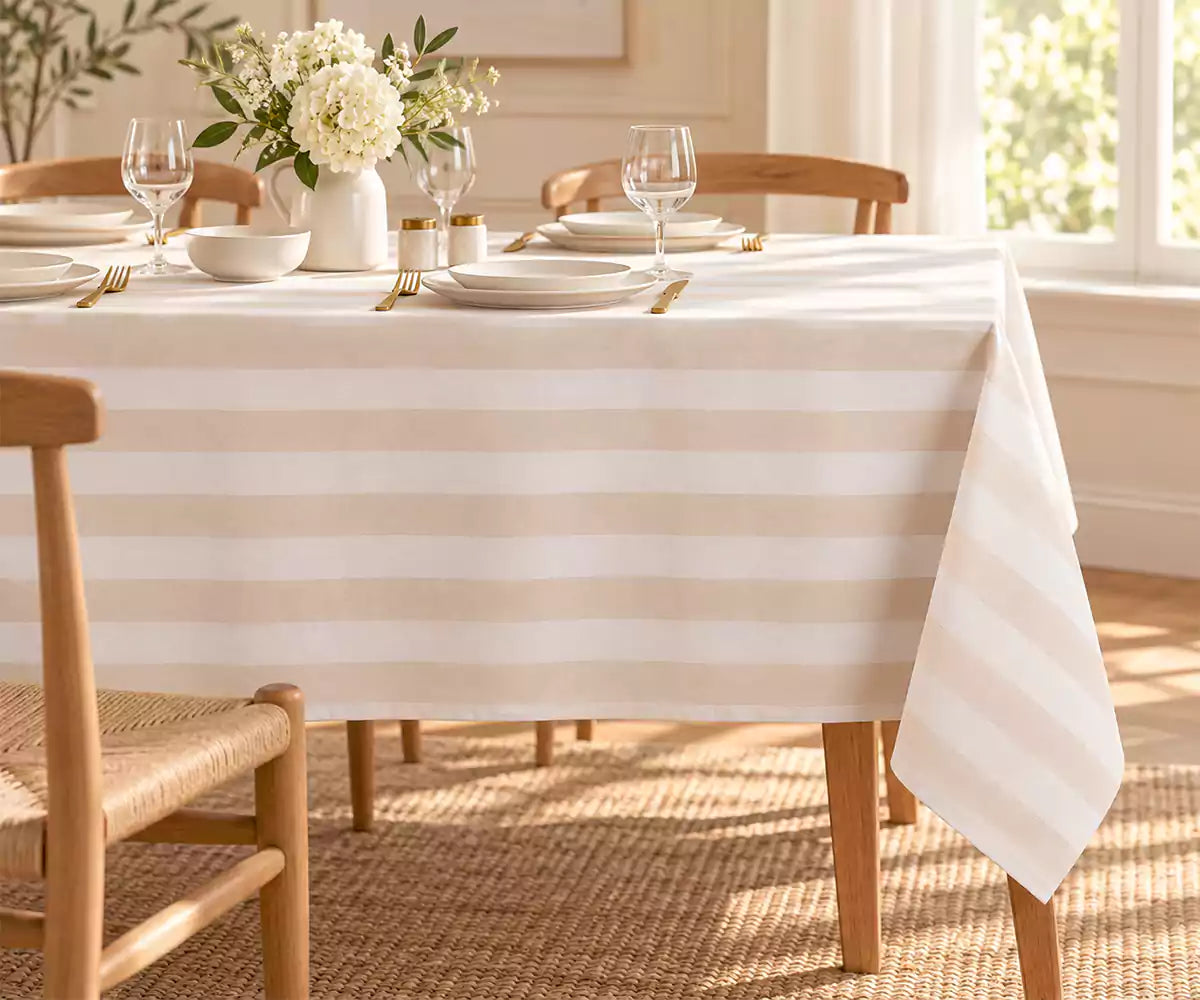 Striped Cotton Linen Tablecloth