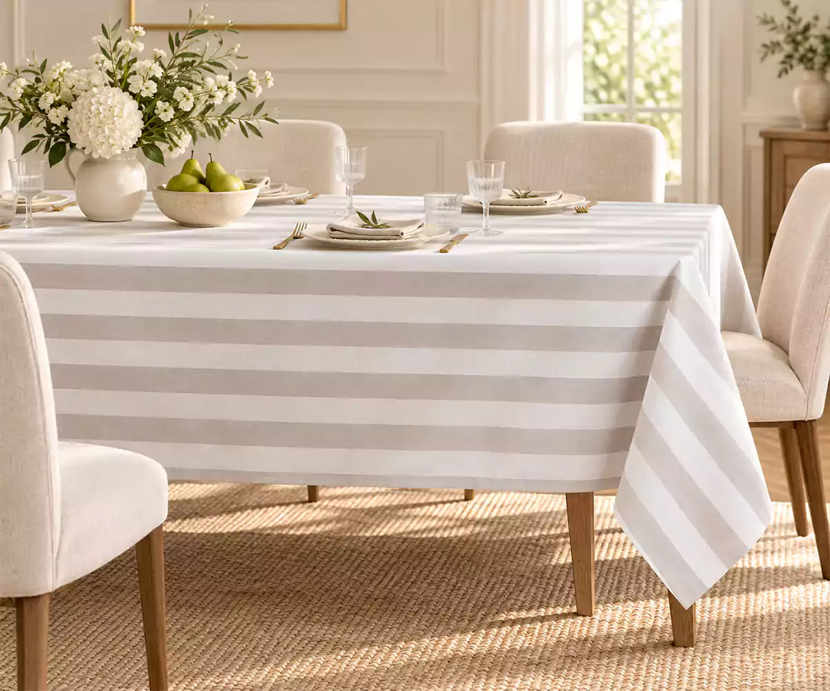 Striped Cotton Linen Tablecloth