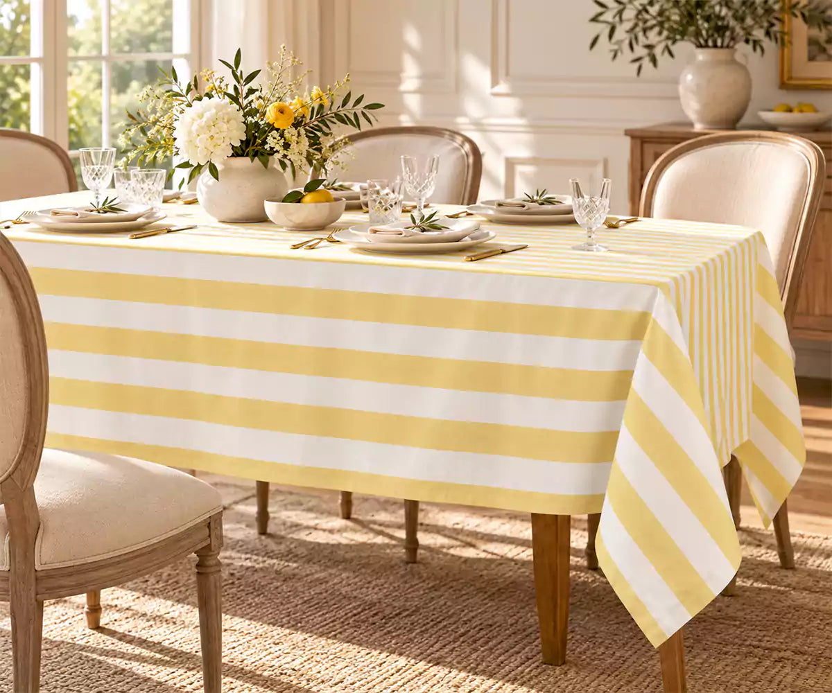 Striped Cotton Linen Tablecloth