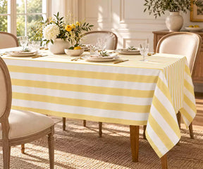 Striped Cotton Linen Tablecloth