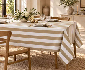 Striped Cotton Linen Tablecloth