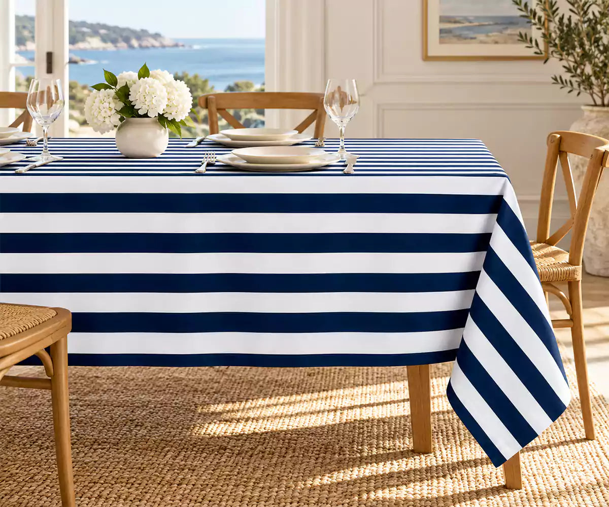 Striped Cotton Linen Tablecloth