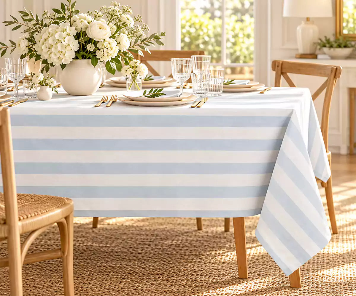 Striped Cotton Linen Tablecloth