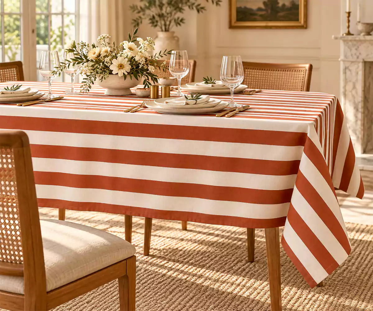 Striped Cotton Linen Tablecloth