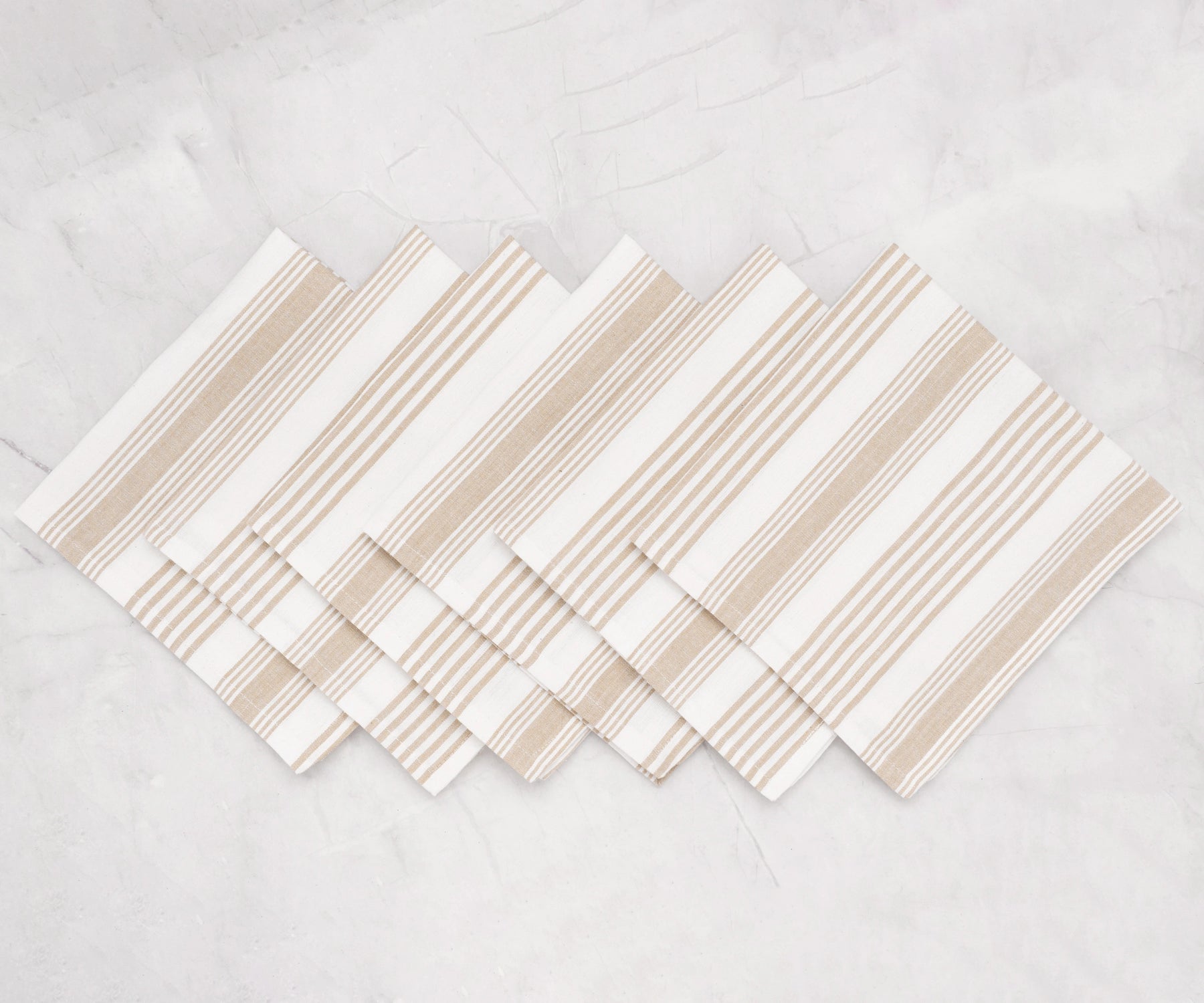 Natural striped cotton napkin sets