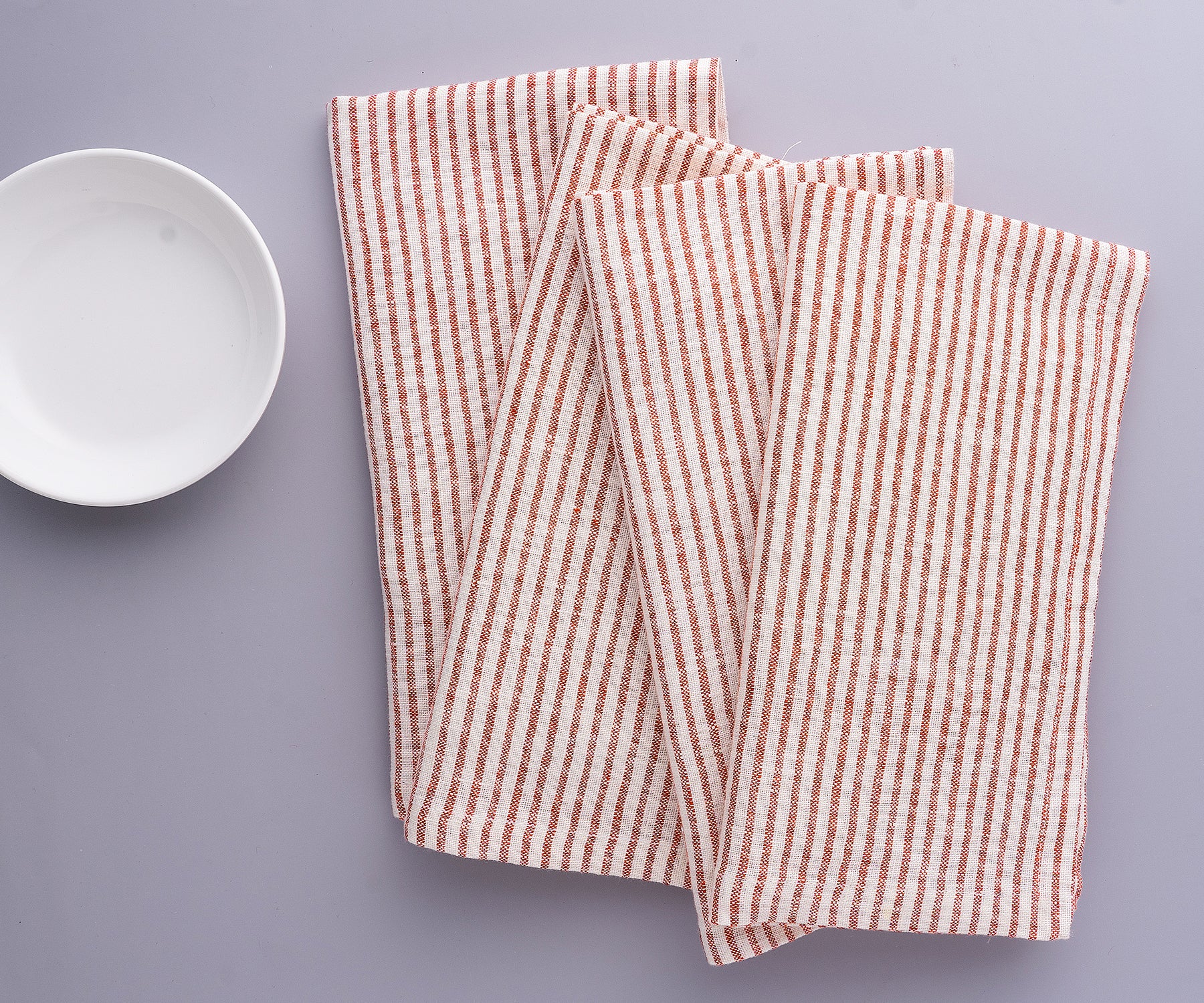 Red Linen Striped Napkins