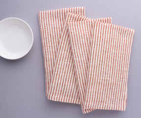 Red Linen Striped Napkins