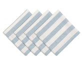 Blue Cabana Stripe Cloth Napkins, Cotton Linen Blend Dinner Napkins for Coastal Table Decor