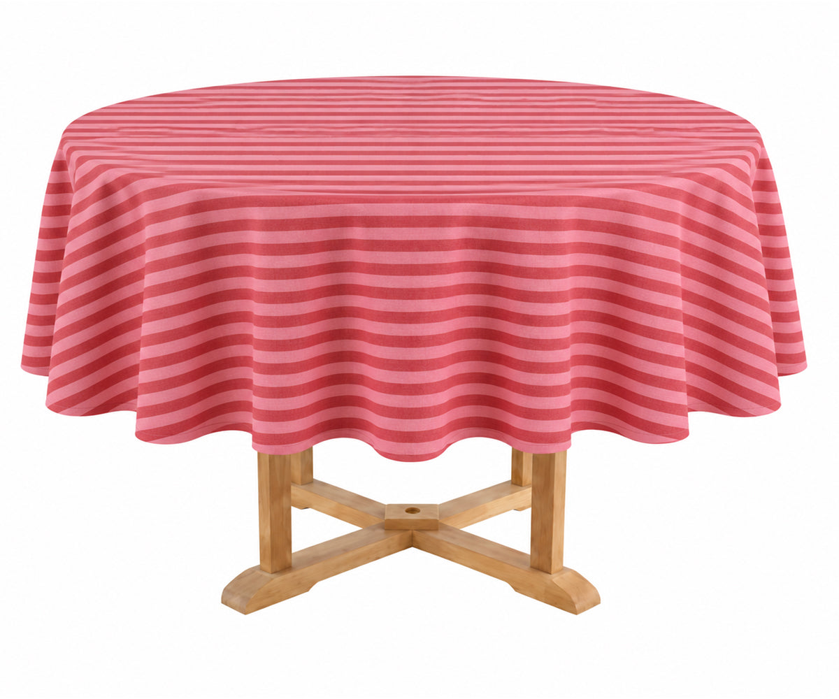 Striped cotton round tablecloth for everyday dining