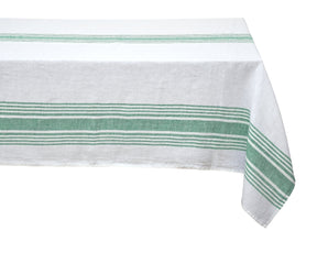 A simple cloth tablecloth in a solid color green tablecloth.