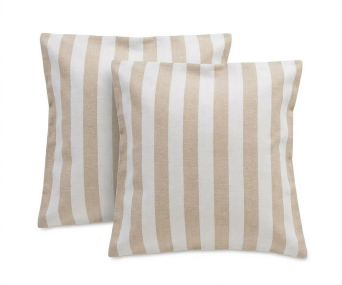 Beige linen striped throw pillow cover rustic farmhouse cushion cover set of 2