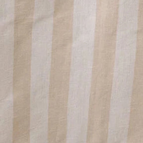Close-up of beige striped tablecloth fabric