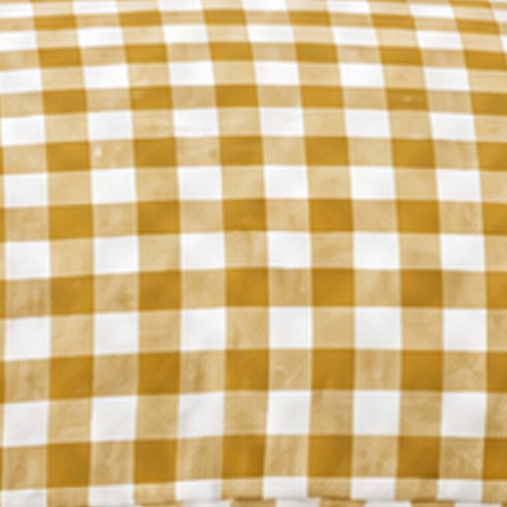 Yellow gingham linen duvet cover set, breathable European flax bedding for bright cottage and farmhouse bedrooms