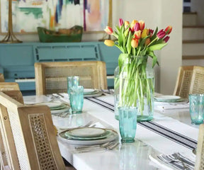 Freshen up your dining space with a white farmhouse runner.