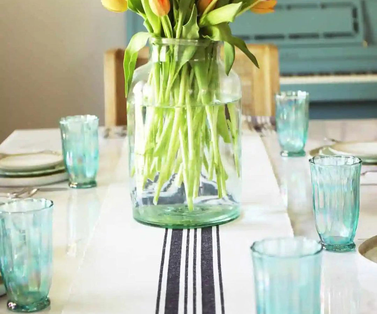 Timeless elegance with a classic striped table runner.
