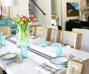 White table runner adds a touch of sophistication.