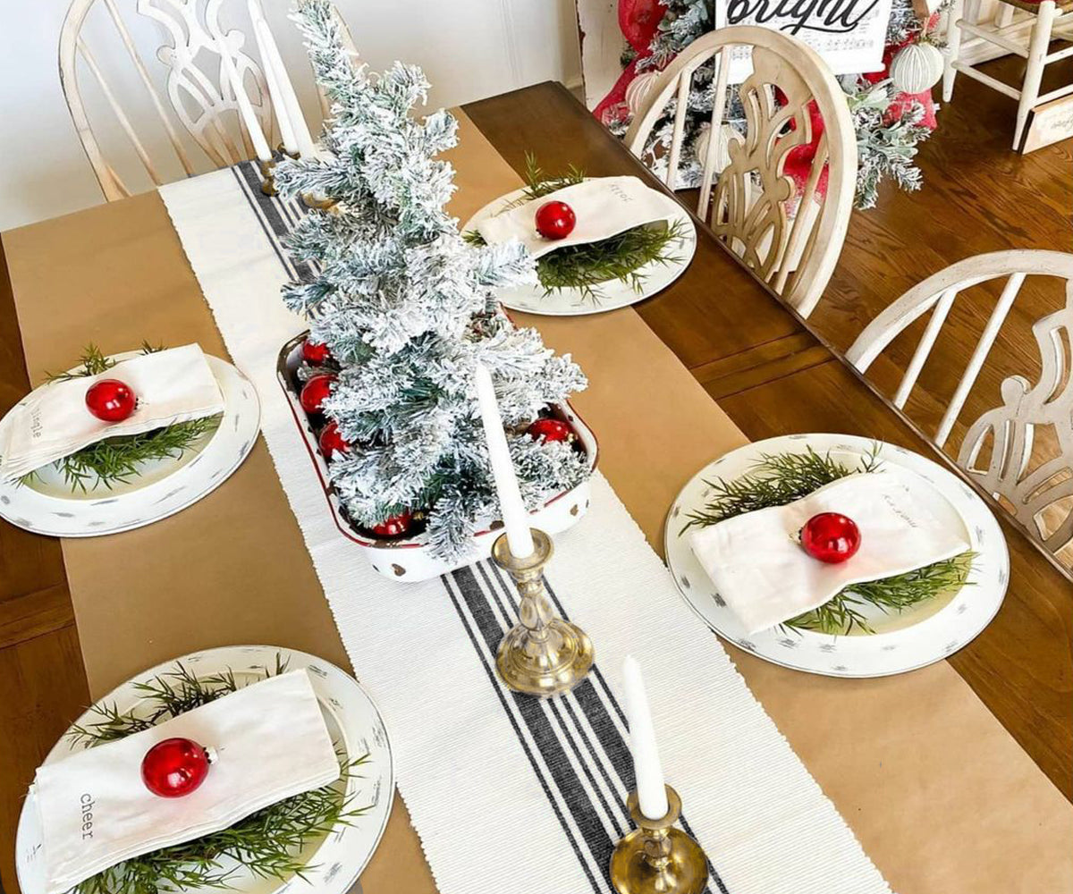 Country-inspired table runner with timeless stripes.