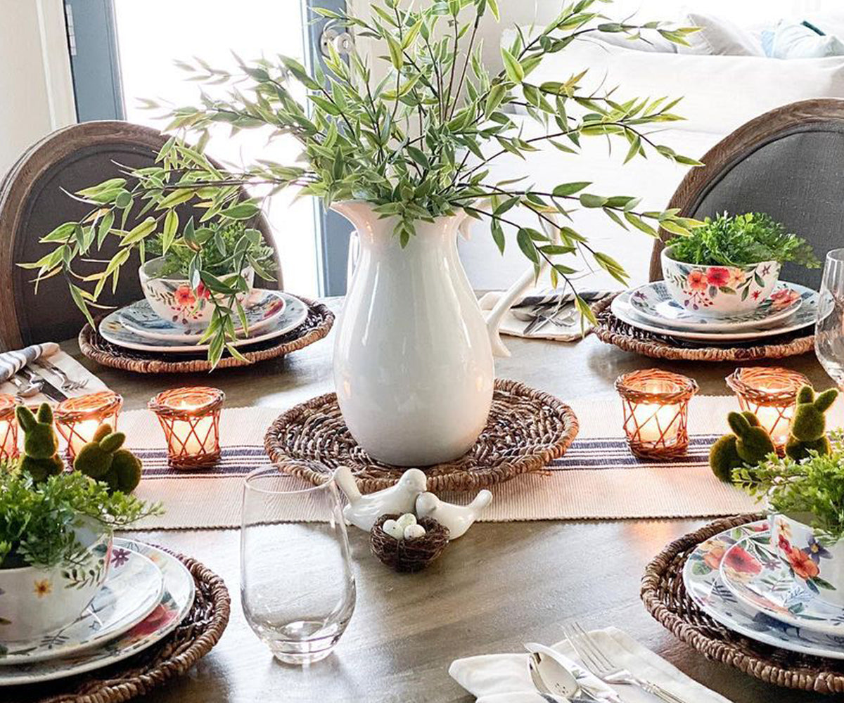 Add a touch of elegance to your table setting with a country table runner, featuring classic stripes.