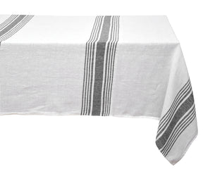 White linen tablecloth with a subtle woven pattern