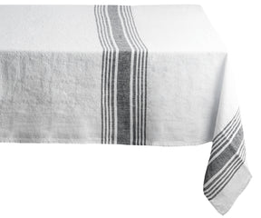 White linen tablecloth with a chic striped motif