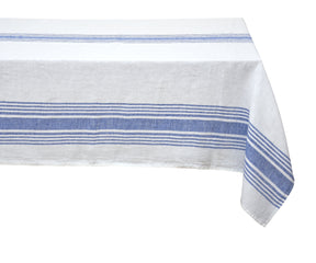 Classic white linen tablecloth with hemstitch detailing