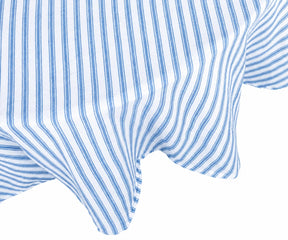 Close-up of a blue and white striped fabric texture