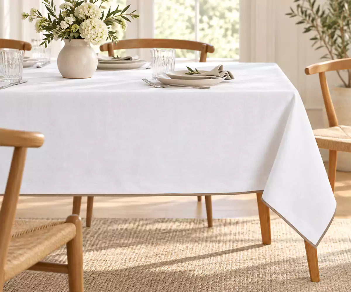 Beige Embroidered Tablecloth