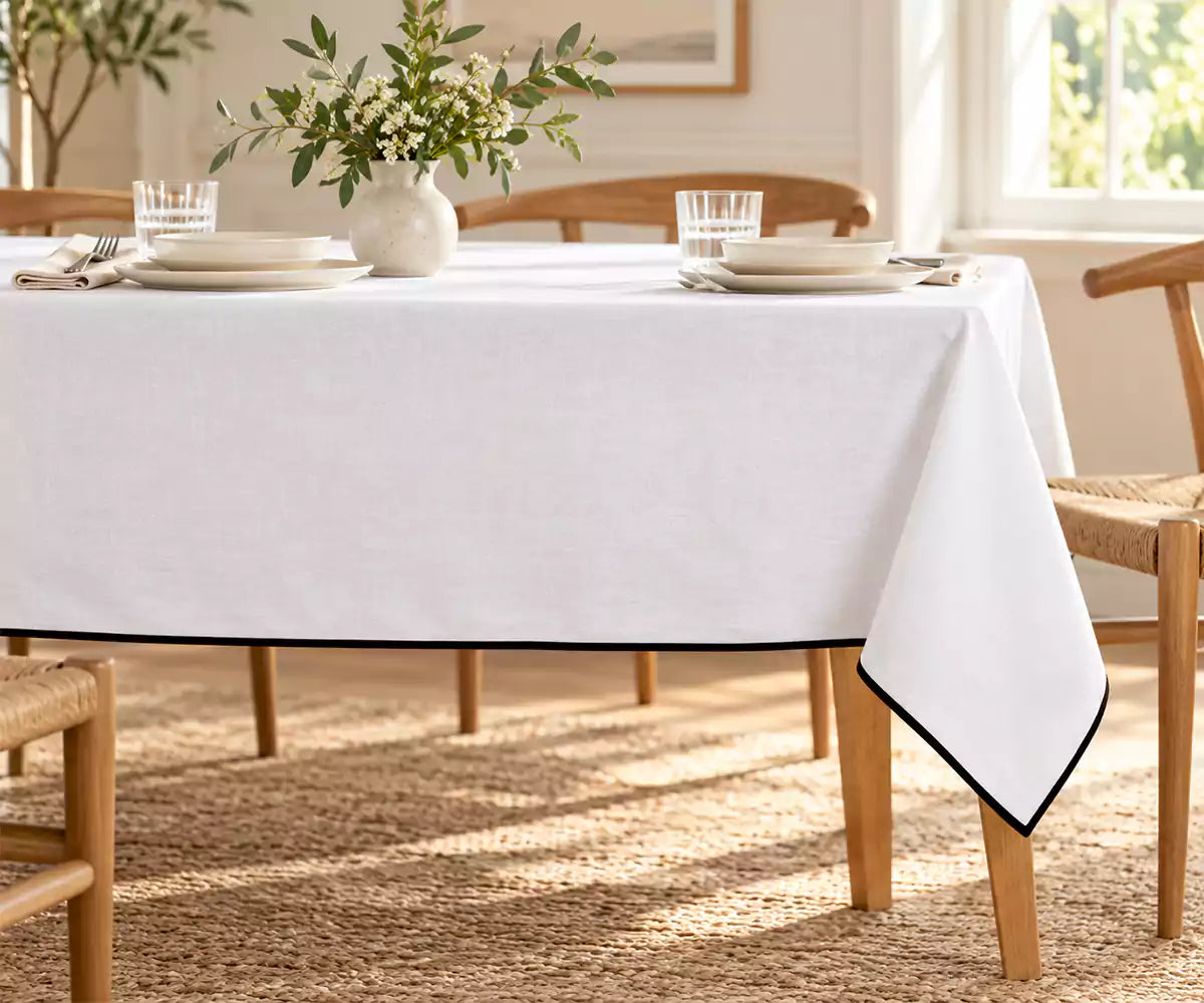 Embroidery Rectangle Tablecloth - Black
