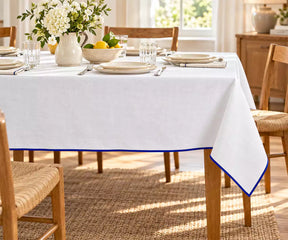 Cotton Embroidery Tablecloth - Blue