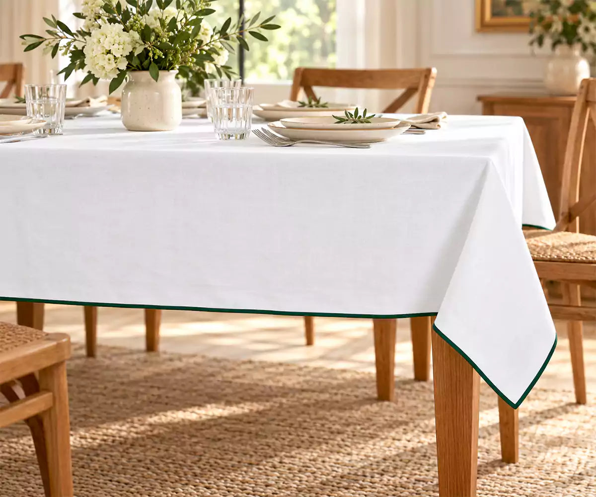 Tablecloth with Embroidery - Green