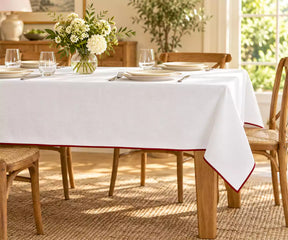 Magenta Cotton Tablecloth - Embroidery