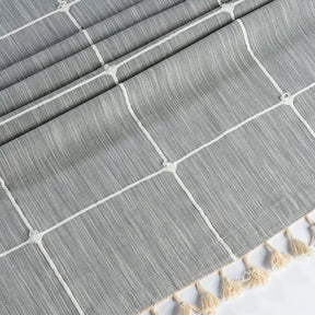 gray tassel check tablecloth