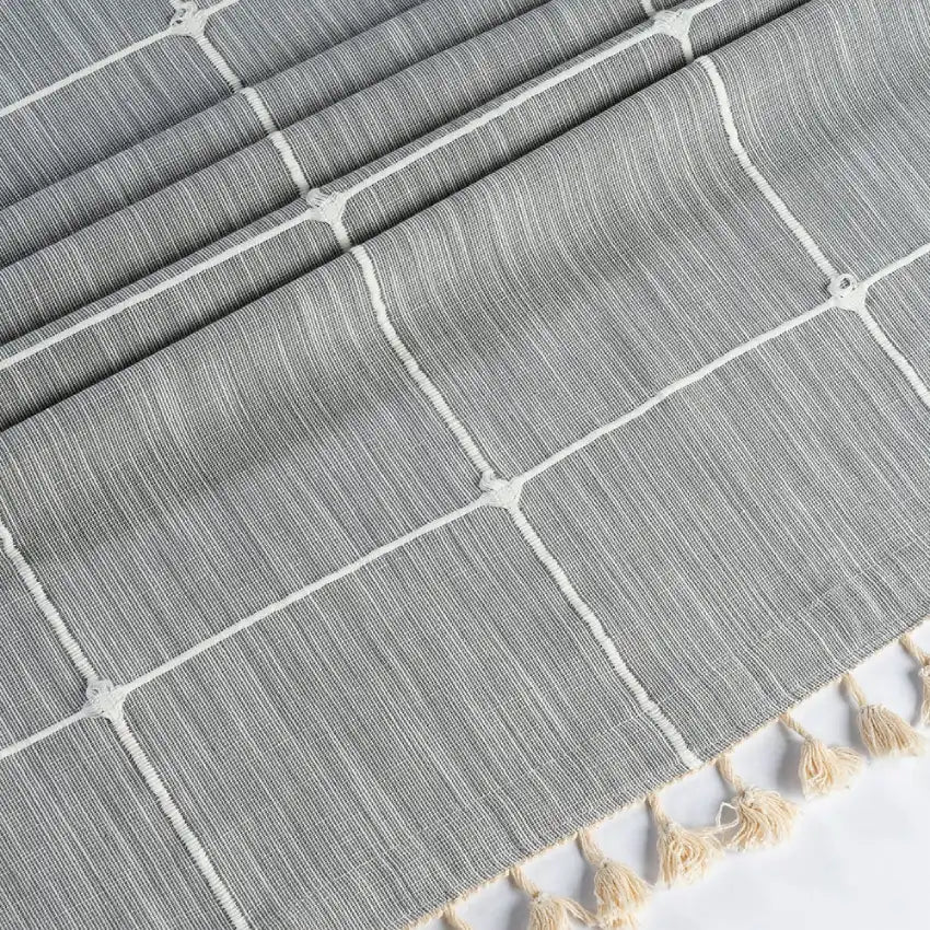 gray tassel check tablecloth
