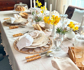 Striped Tablecloth - Tassel Tablecloth