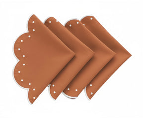 Luxury terracotta dining table placemats with scalloped edges, washable cotton placemats