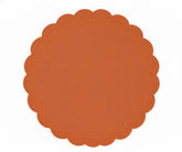 Terracotta round placemat with scalloped border made from 100% cotton for warm dining décor