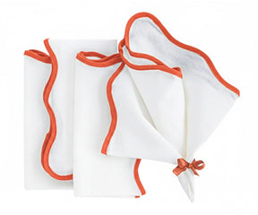 Luxury terracotta scalloped linen napkins, soft breathable linen napkins for weddings and everyday dining