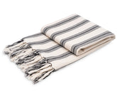 Black and white striped cotton throw blanket with tassel fringe styled on a sofa,newborn cotton blanket,best wool blanket,striped blanket