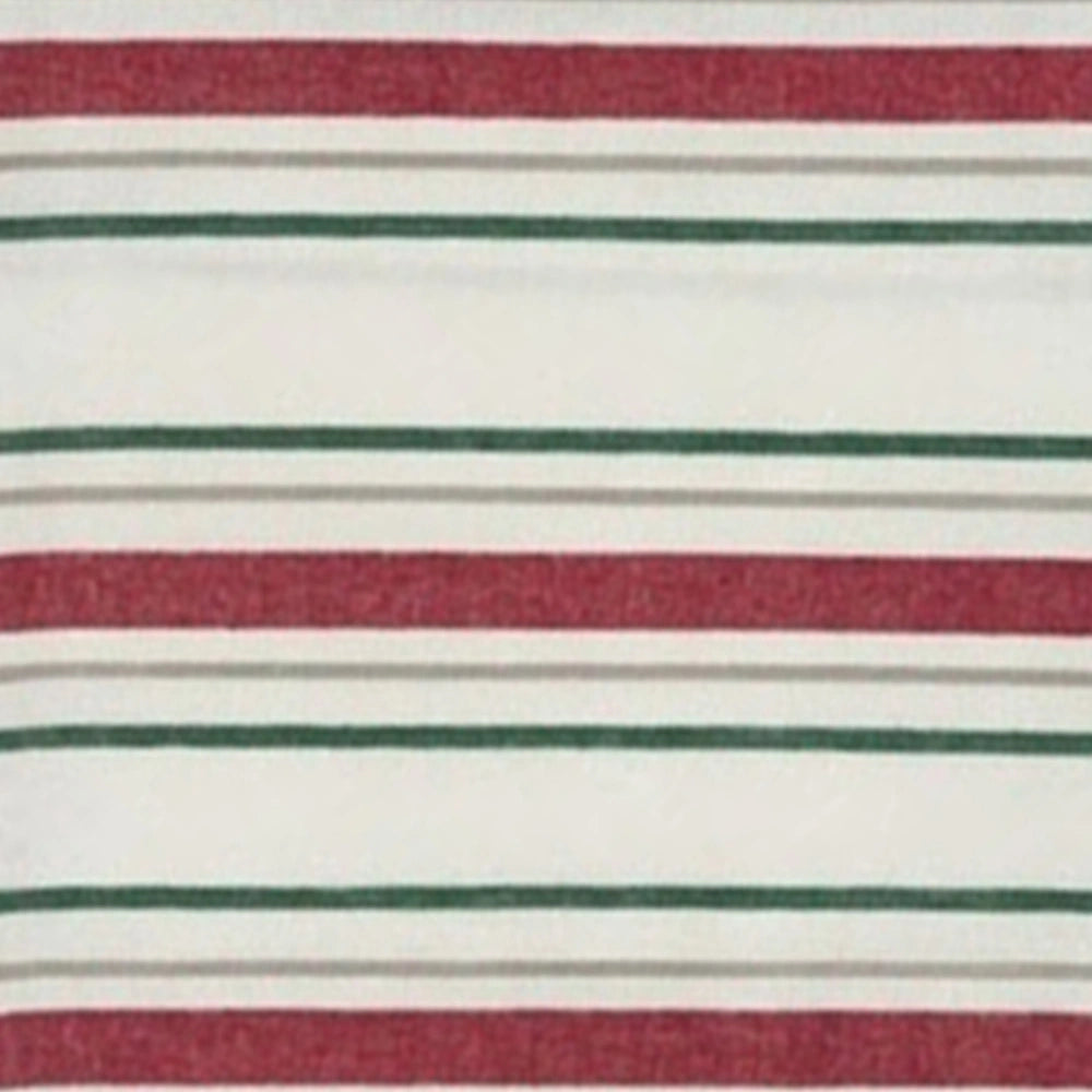 Set of French striped cotton napkins in red, green, and blue stripe patterns - close up