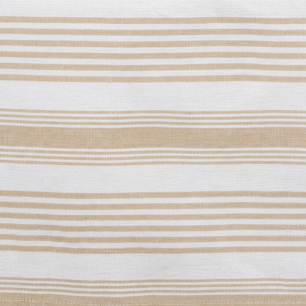 beige and white striped cotton tablecloth fabric with soft natural weave