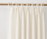 Ivory tie top linen curtain panel in 100% European flax linen, breathable light filtering curtains for bedroom and living room