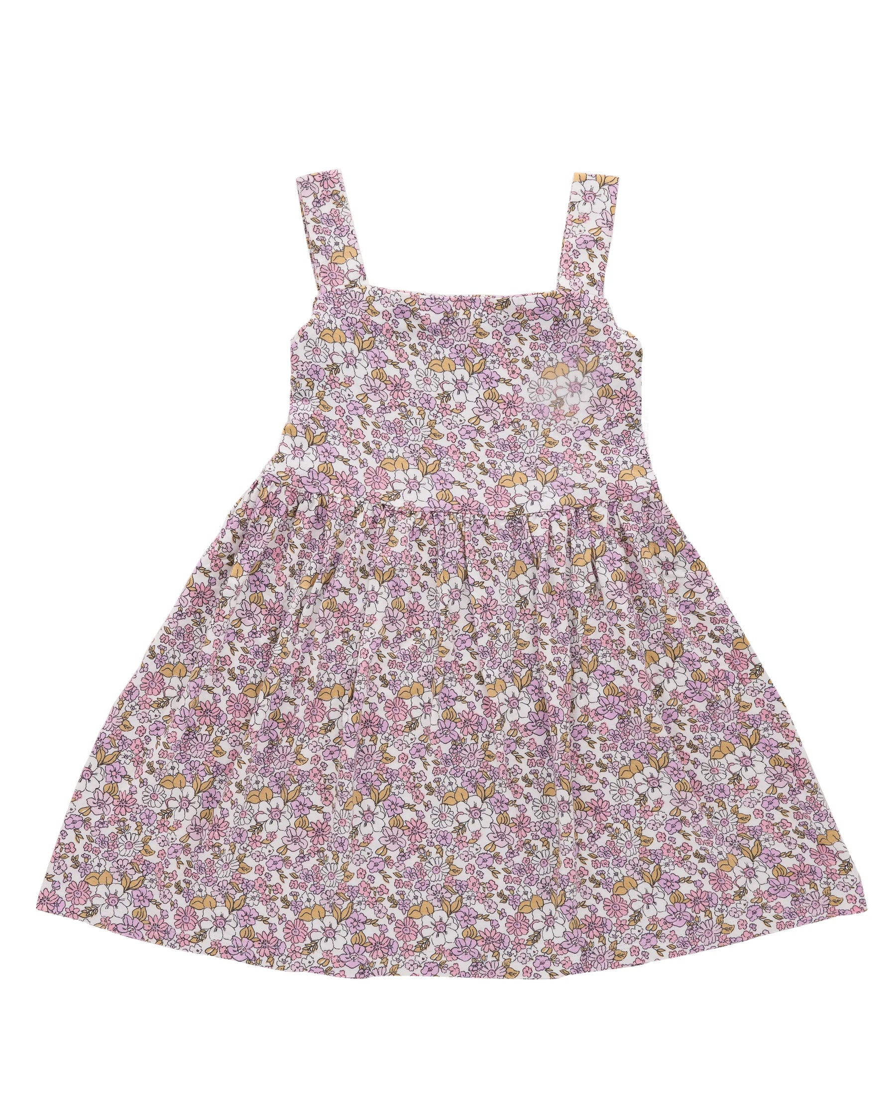 Baby girl sleeveless pink cotton dress – soft floral print toddler outfit for birthdays, holidays, and warm weather days.