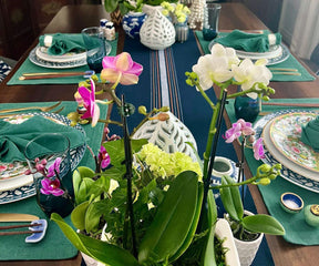 Green fabric placemats: Elevate your dining experience with charm and protection, adding style to your table setting effortlessly