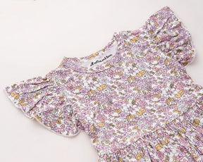 Adorable pink floral cotton dress for baby girls – breathable sleeveless outfit ideal for warm weather and daily wear.